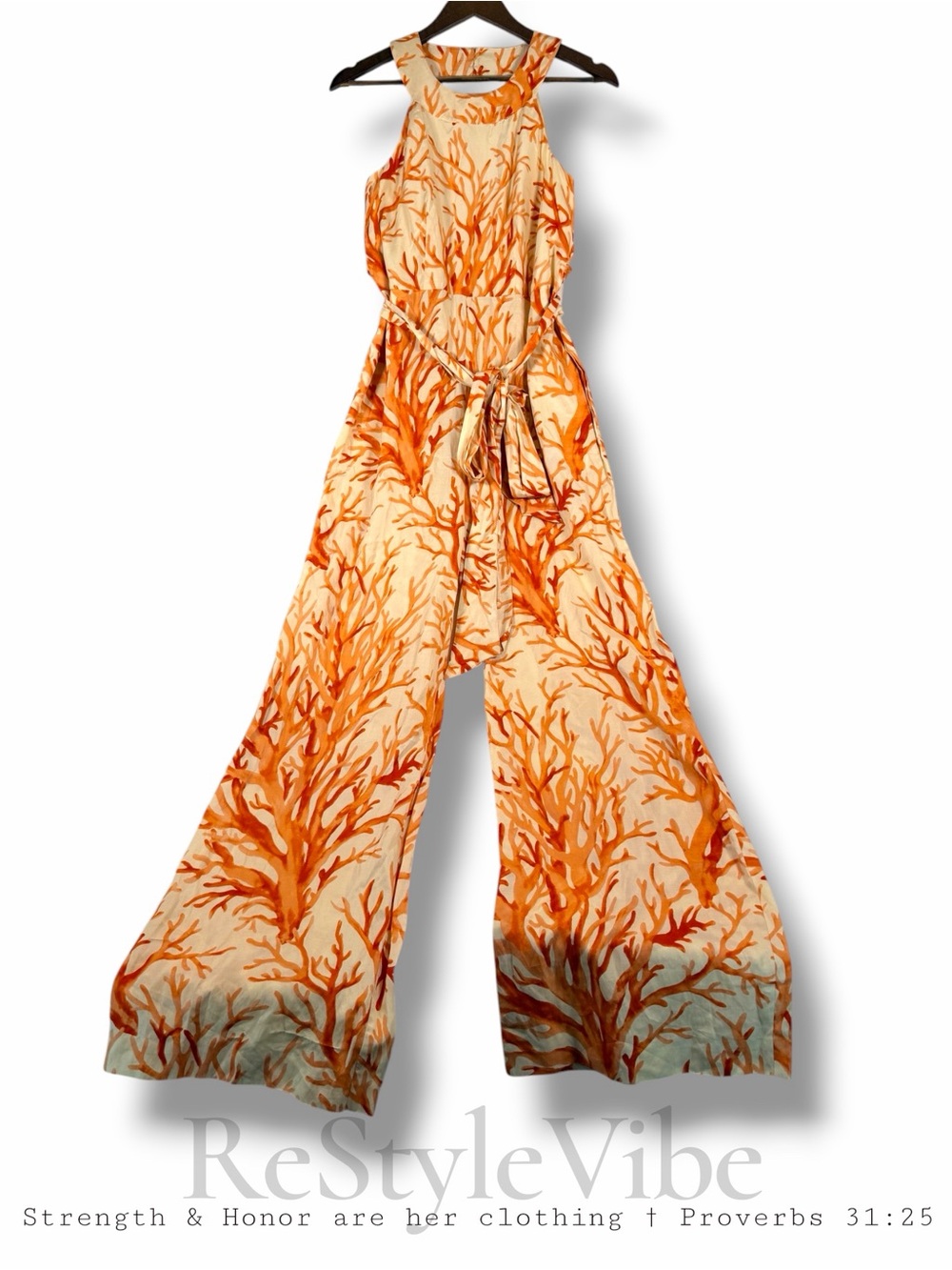 ELEVENSES ANTHROPOLOGIE Women’s Size 2 Romper Wide Leg Coral Print Silk Blend